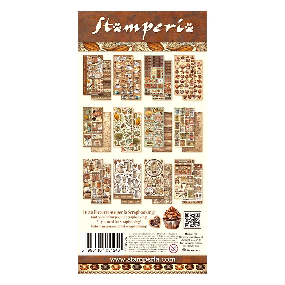 Stamperia Coffee and Chocolate 12 x 12 Double Side Paper Pad Scrapbooking