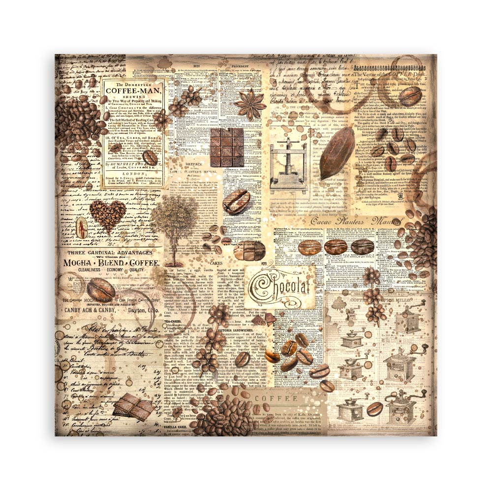 Stamperia 12"  Scrapbook Paper Pad Single Face - Coffee and Chocolate