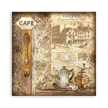 Stamperia 12"  Scrapbook Paper Pad Single Face - Coffee and Chocolate