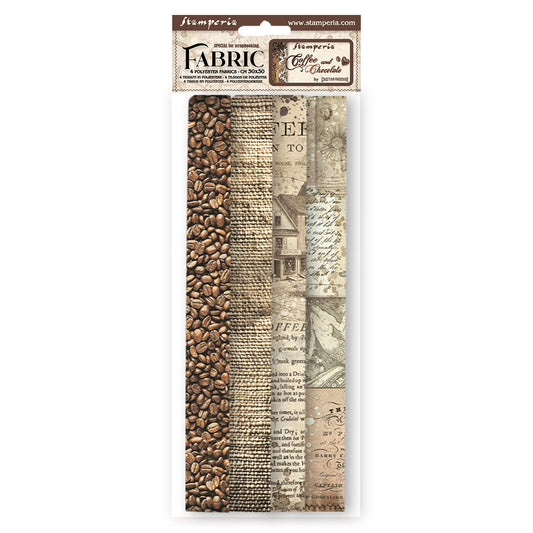 Stamperia Fabric 4 sheets- Coffee and Chocolate