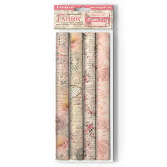 Stamperia Fabric 4 sheets- Shabby Rose