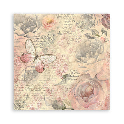 Stamperia Fabric 4 sheets- Shabby Rose