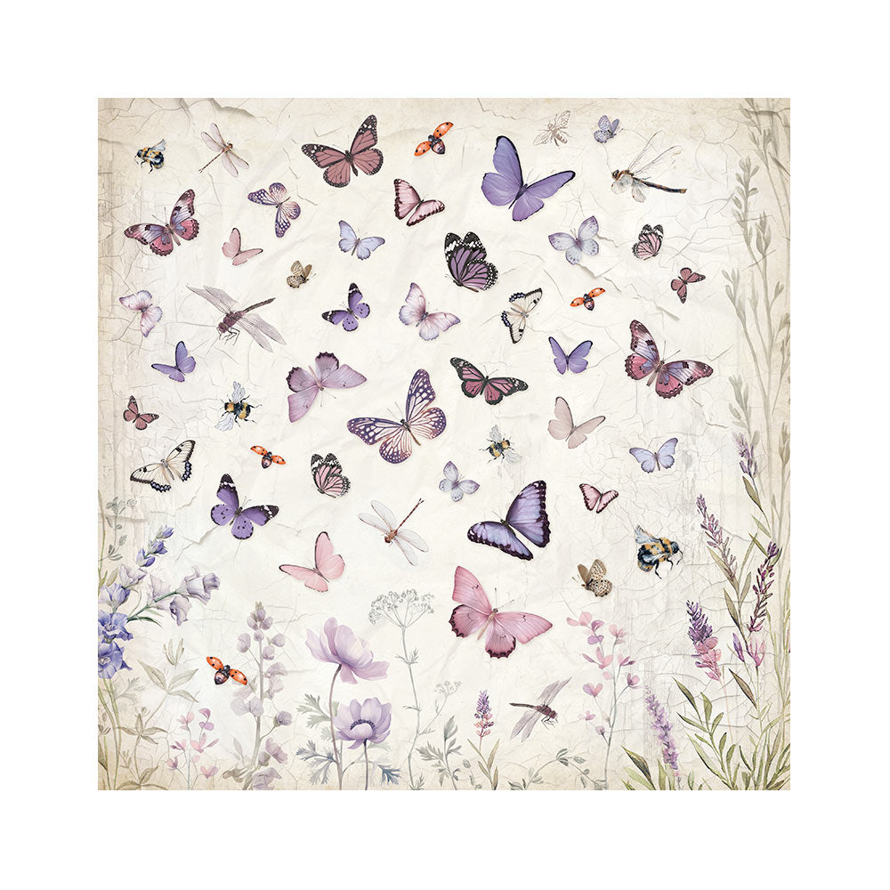 Stamperia Fabric 4 sheets- Lavender