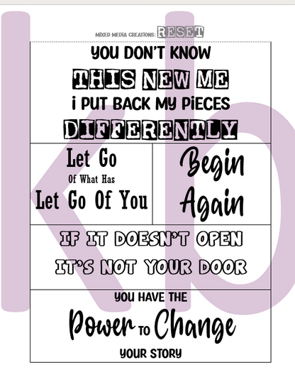 CreativeKady's Mixed Media Creations Digital Sentiment Pack - Hit the RESET Button