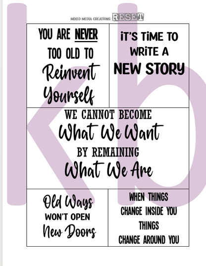 CreativeKady's Mixed Media Creations Digital Sentiment Pack - Hit the RESET Button