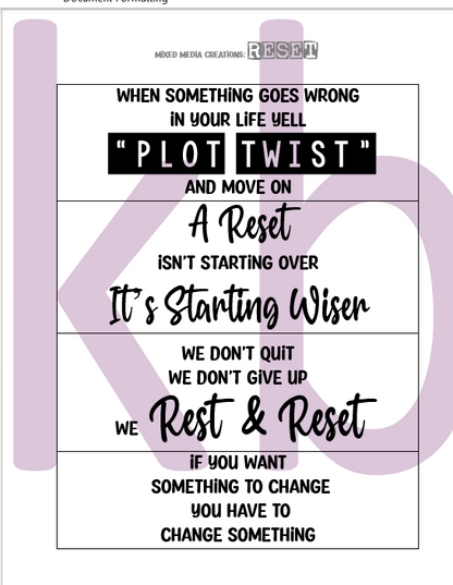 CreativeKady's Mixed Media Creations Digital Sentiment Pack - Hit the RESET Button