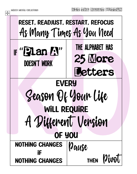 CreativeKady's Mixed Media Creations Digital Sentiment Pack - Hit the RESET Button