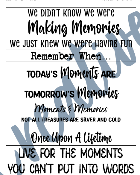 CreativeKady's Mixed Media Creations Digital Sentiment Pack - Moments and Memories