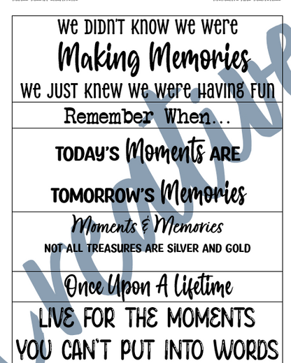 CreativeKady's Mixed Media Creations Digital Sentiment Pack - Moments and Memories