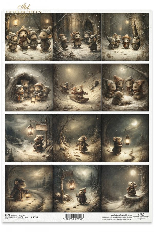 Special Order - ITD Collection Rice Paper - Winter Mice