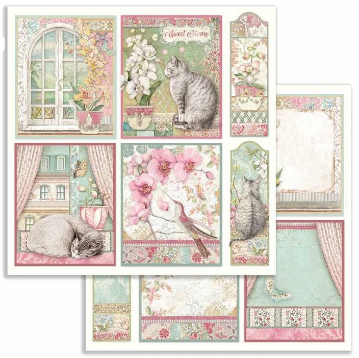 Stamperia 12" Scrapbook Paper Pad - Orchids and Cats