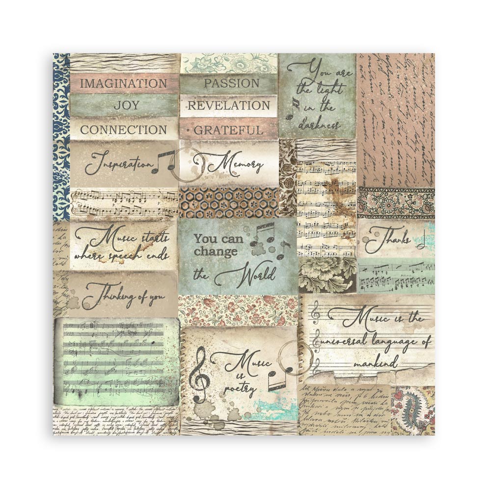 Stamperia 8" Scrapbook Paper Pad - Music