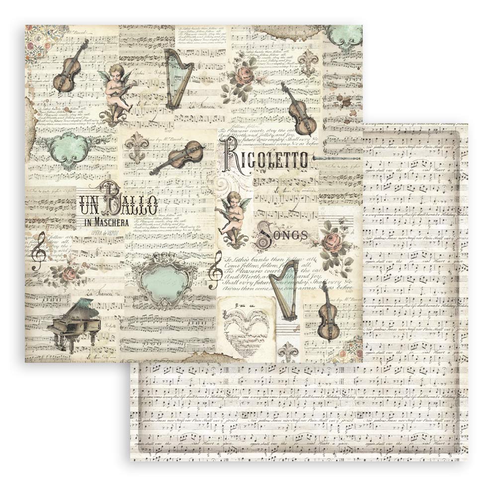 Stamperia 8" Scrapbook Paper Pad - Music