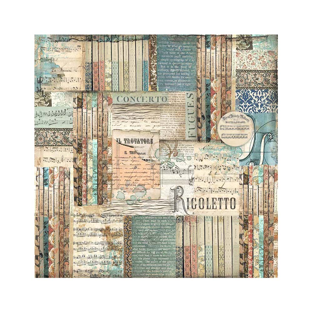 Stamperia Fabric 4 sheets- Music