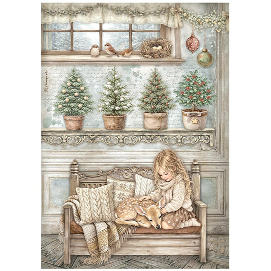 Stamperia Rice Paper A4 - Little Girl and a Fawn