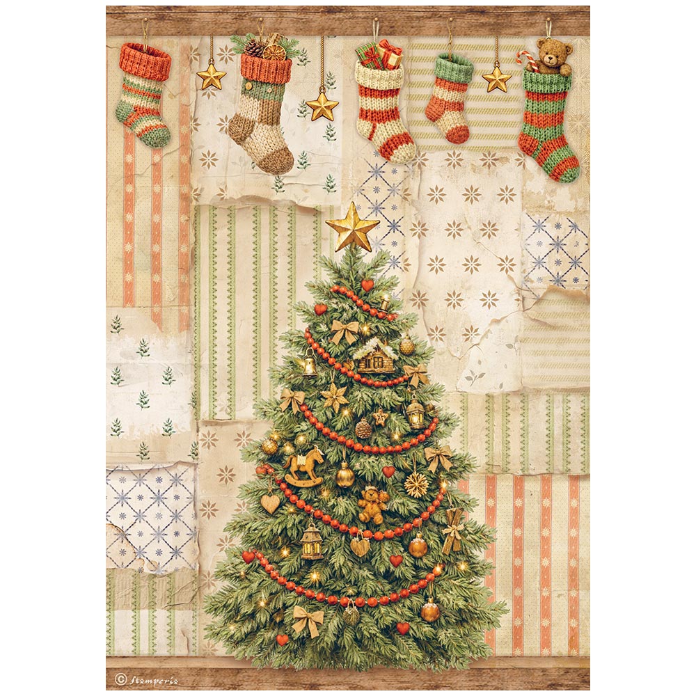 Stamperia Rice Paper A4 - Silent Night, Christmas Tree