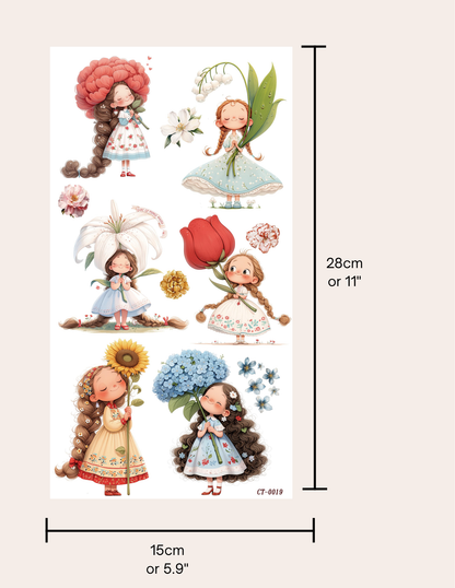 Glossy Crystal Rub-On Transfers- Flower Girls