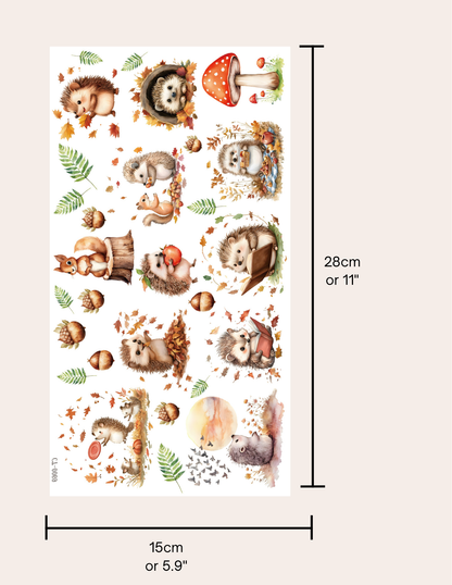 Glossy Crystal Rub-On Transfers- Hedgehogs