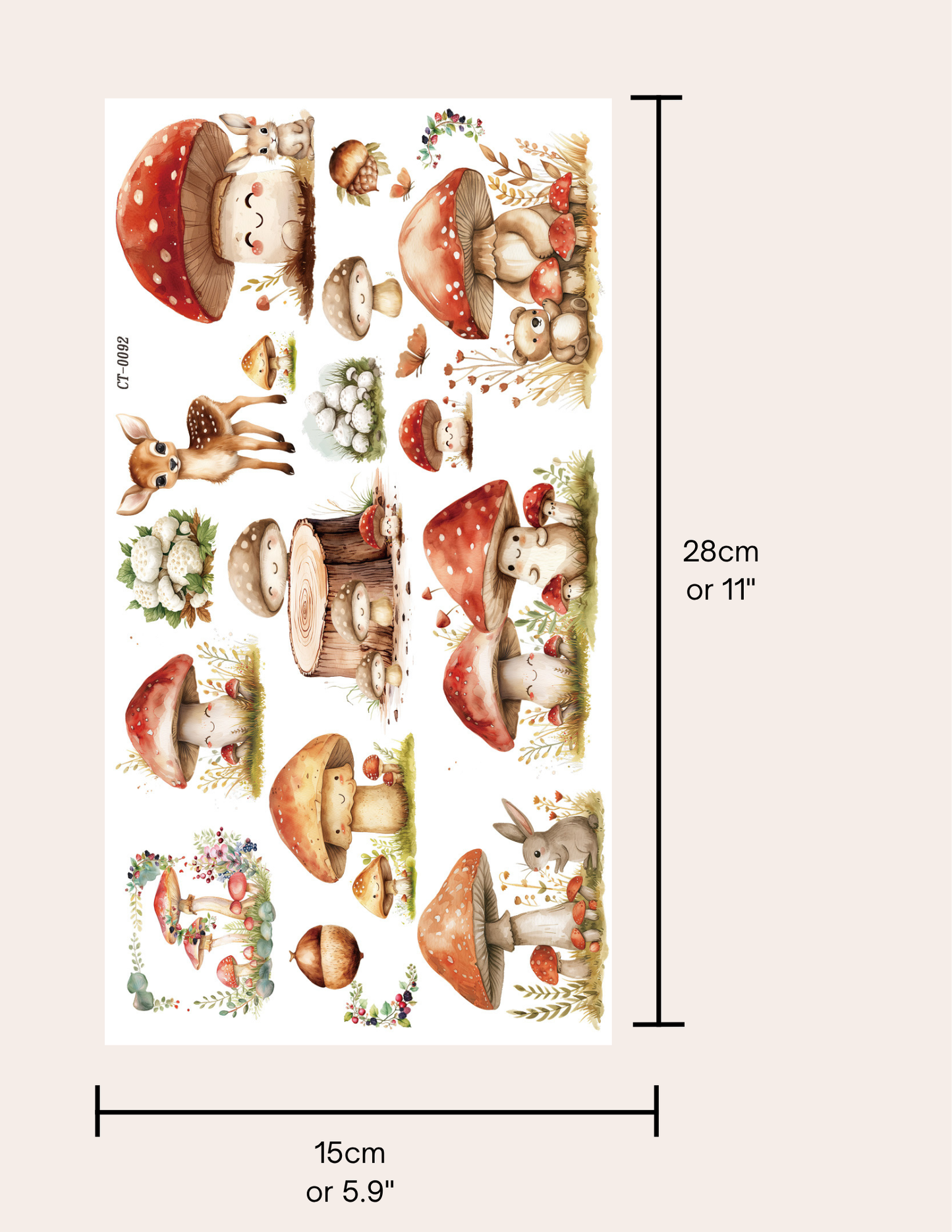 Glossy Crystal Rub-On Transfers- Friendly Shrooms