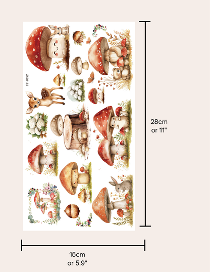 Glossy Crystal Rub-On Transfers- Friendly Shrooms