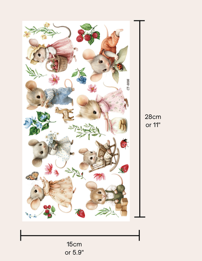 Glossy Crystal Rub-On Transfers- Mice are Nice