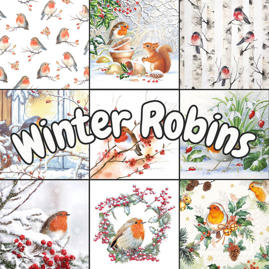 Decoupage Napkin Value Bundle - Winter Robins