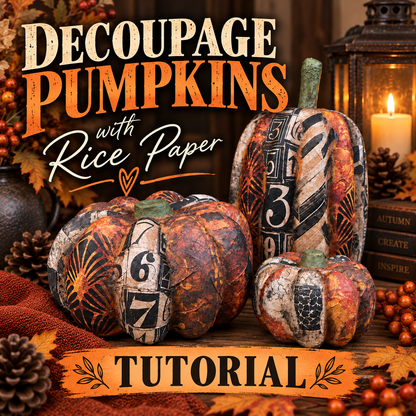 Tutorial: Decoupage Paper Mache Pumpkins using Rice Papers