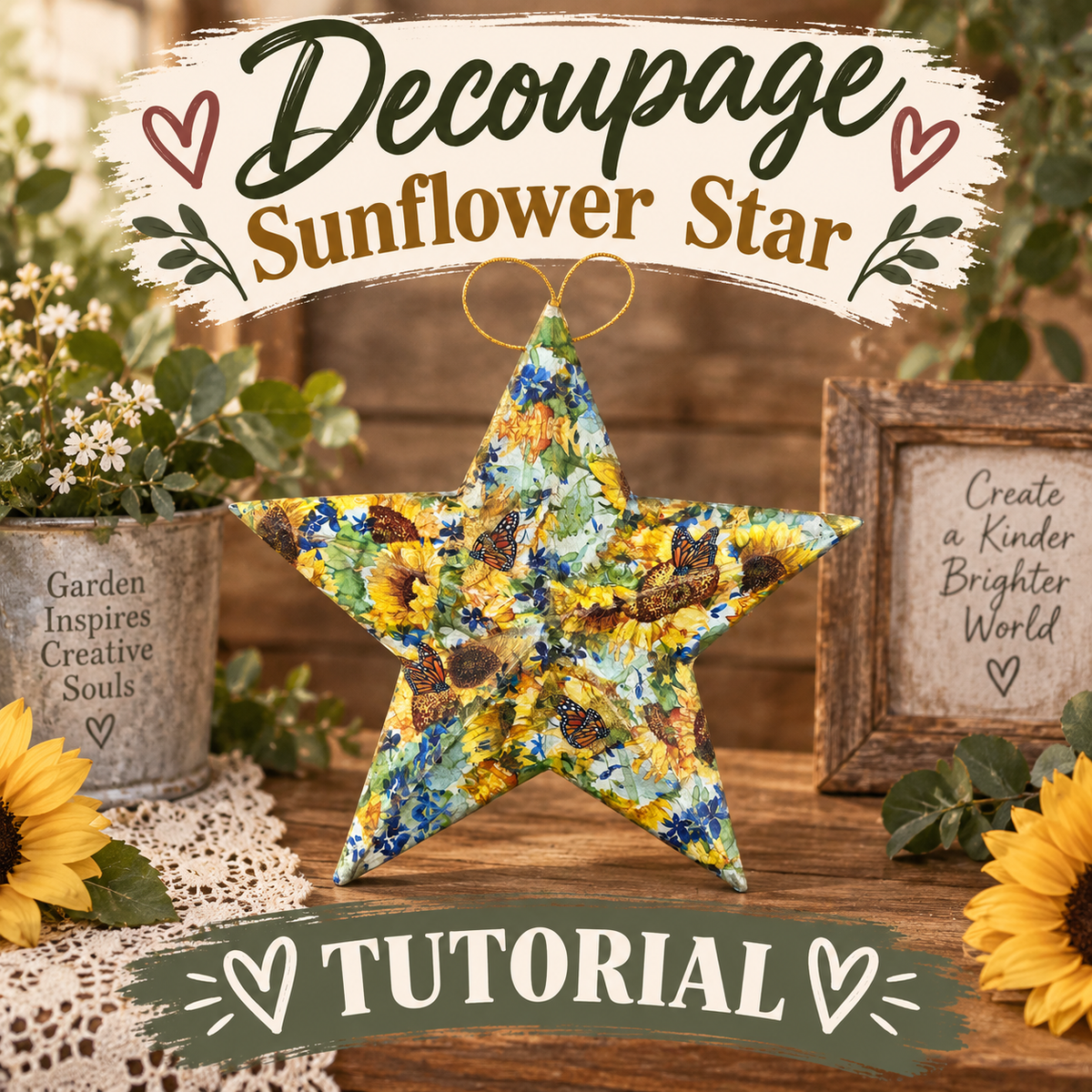 Tutorial: Decoupage Sunflower Star