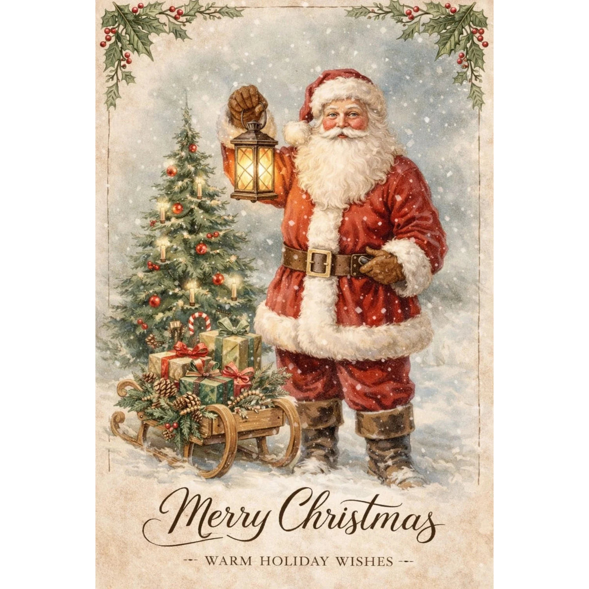 Mini Wet Transfer, Decals for Crafts 3.25" x 5" - Santa Greetings