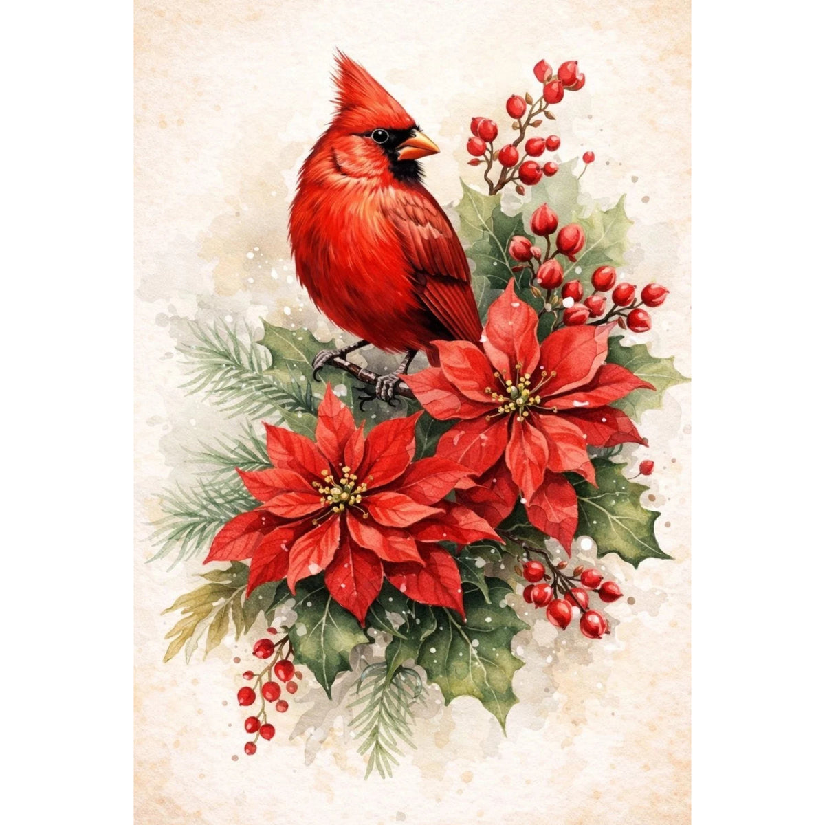 Mini Wet Transfer, Decals for Crafts 3.25" x 5" - Scarlet Cardinal