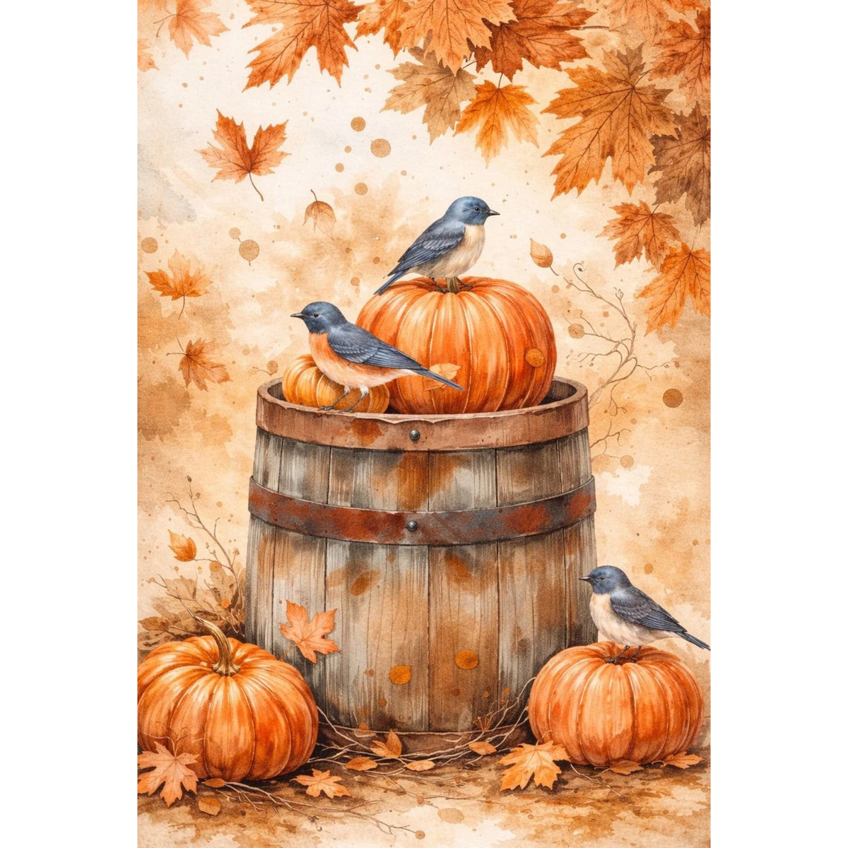 Mini Wet Transfer, Decals for Crafts 3.25" x 5" - Autumn Pumpkin