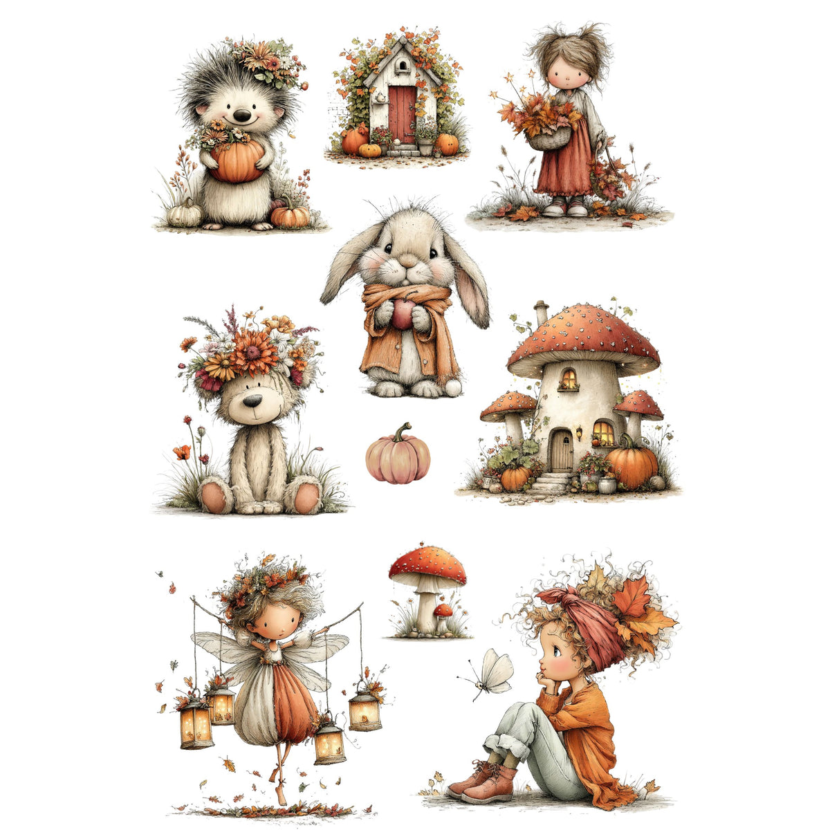 Wet Transfers A4- Autumn Friends