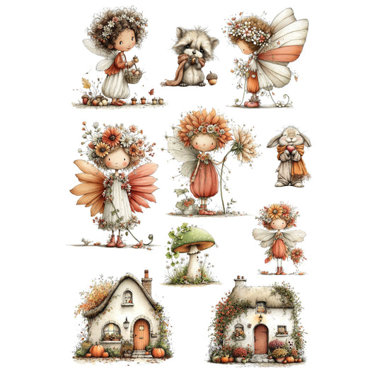 Wet Transfers A4- Autumn Fairies