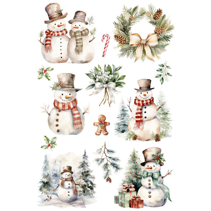 Wet Transfers A4- Snowmen