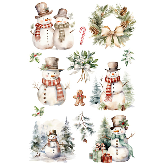 Wet Transfers A4- Snowmen