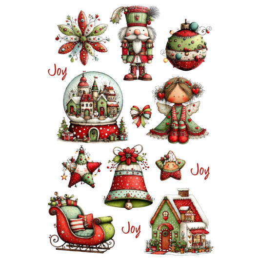 Wet Transfers A4- Red and Green Christmas