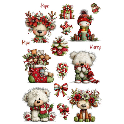 Wet Transfers A4- Christmas Bears
