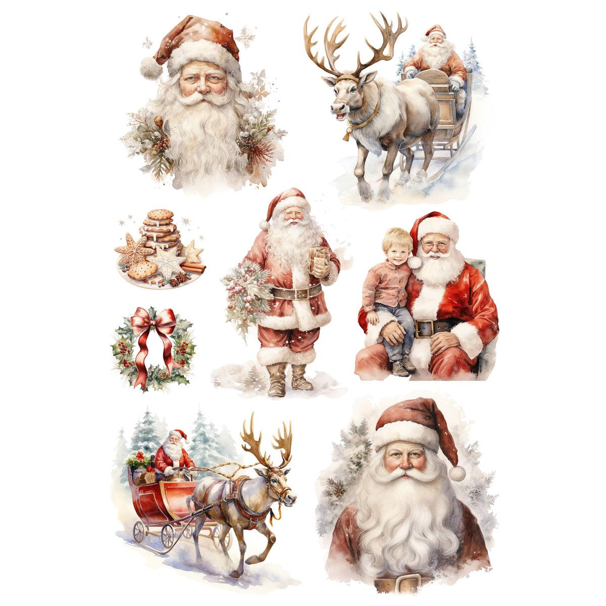 Wet Transfers A4- Vintage Santa