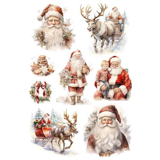 Wet Transfers A4- Vintage Santa