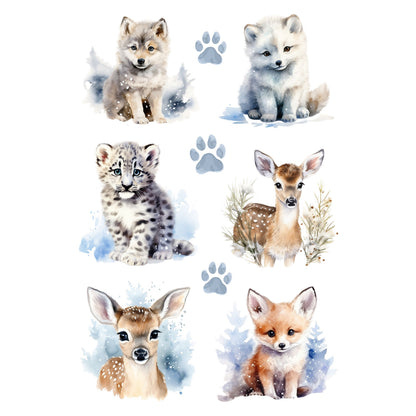 Wet Transfers A4- Winter Baby Animals
