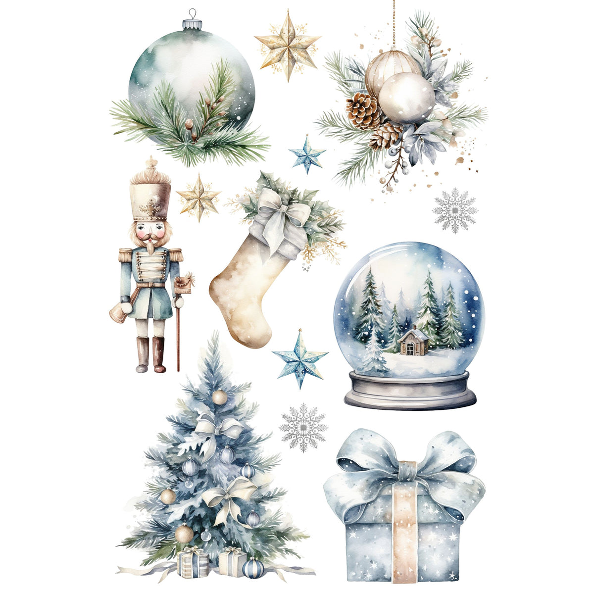 Wet Transfers A4- Blue Christmas