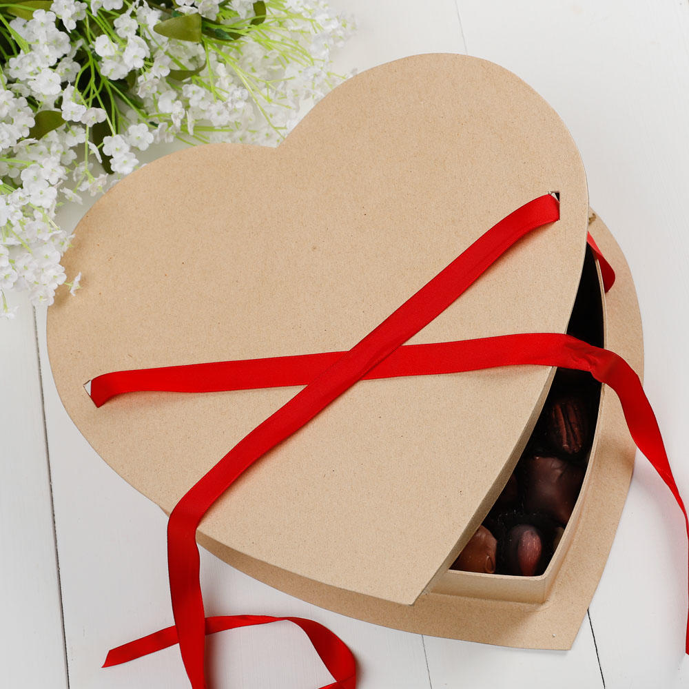 Valentine Heart Shape Paper Mache Candy Box - 12" X 12"