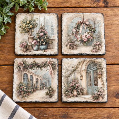 Square Slate Coasters - Set of 4