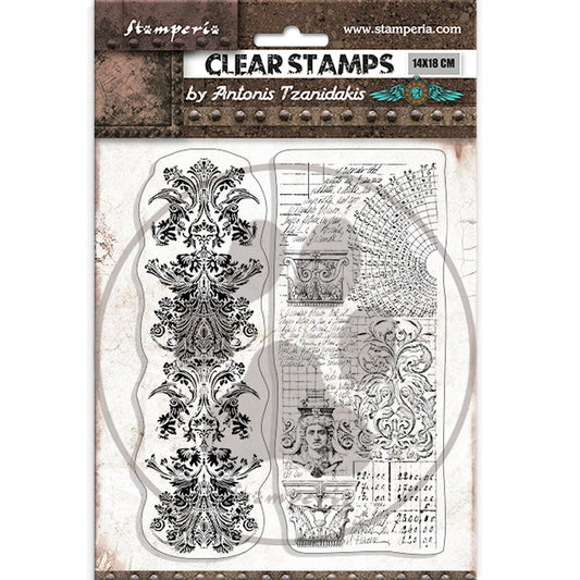 Stamperia Clear Acrylic Stamp 14x18 cm - Sir Vagabond in Fantasy World, 2 Borders