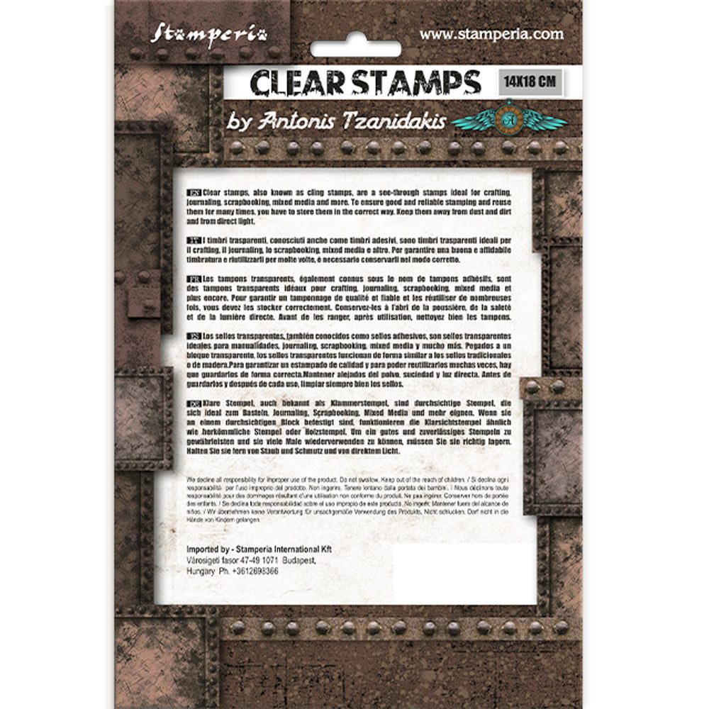 Stamperia Clear Acrylic Stamp 14x18 cm - Sir Vagabond in Fantasy World, 2 Borders