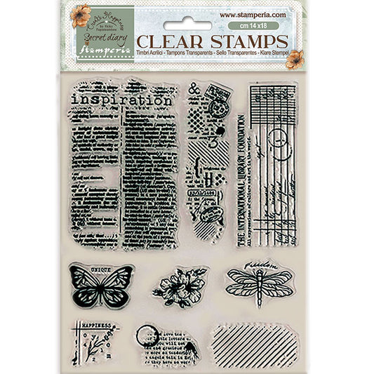 Stamperia Clear Acrylic Stamp 14x18 cm - Create Happiness Secret Diary, Inspiration