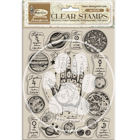 Stamperia Clear Acrylic Stamp 14x18 cm - Fortune, Elements