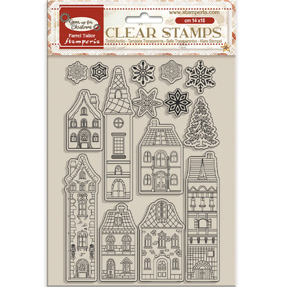 Stamperia Clear Acrylic Stamp 14x18 cm - Gear Up For Christmas, Cozy HousesStamperia Clear Acrylic Stamp 14x18 cm - Gear Up For Christmas, Cozy Houses