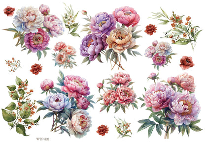 Wet Transfers A4- Plenty of Peonies