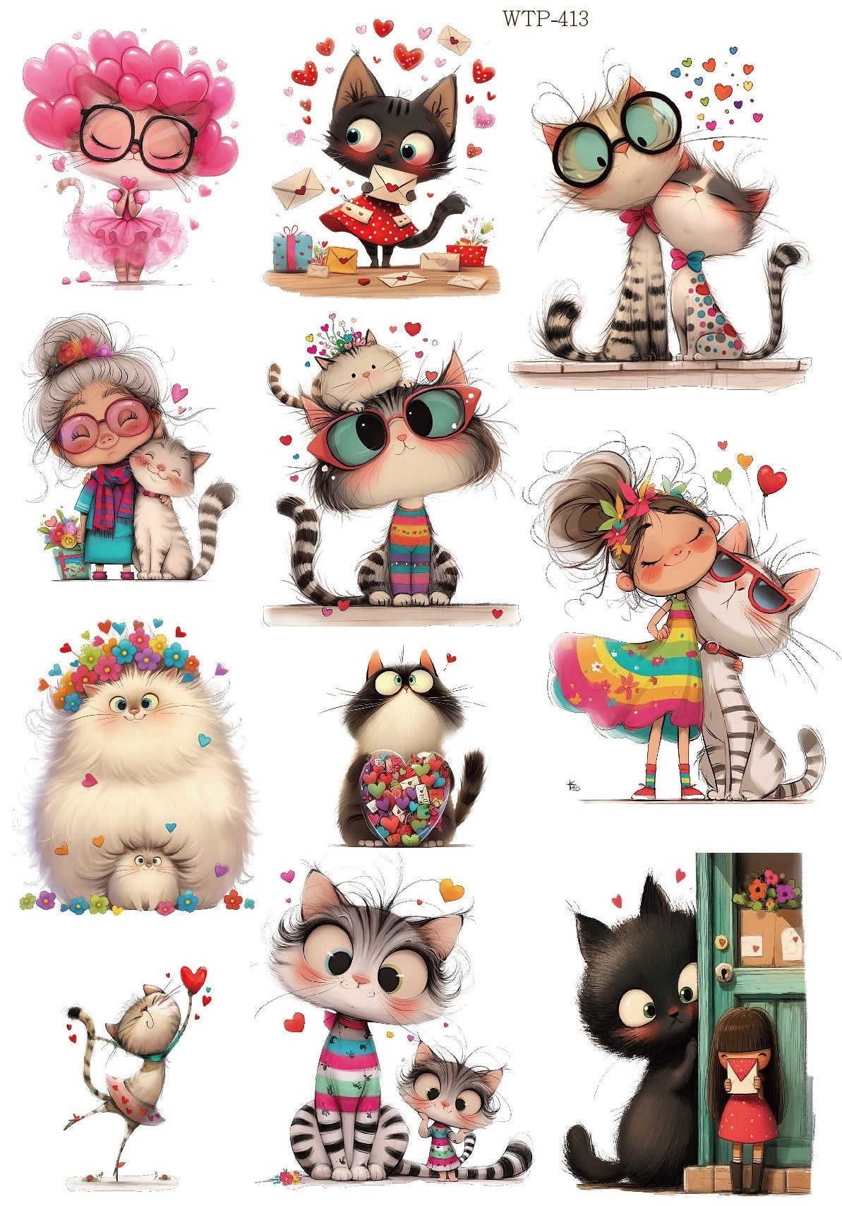 Wet Transfers A4- Kooky Kitties